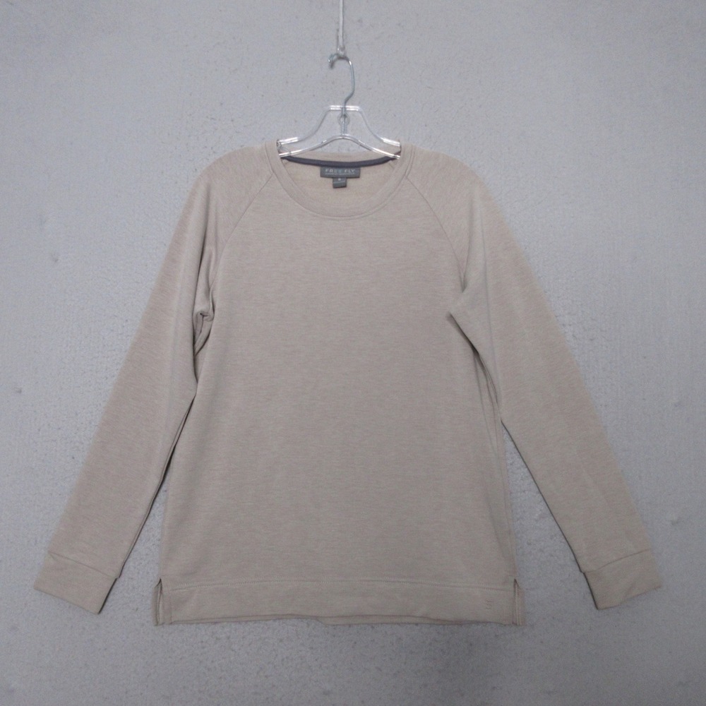 Free Fly Sweatshirt Small Bamboo Fleece Pullover Tan Neutral Quiet Luxury Soft